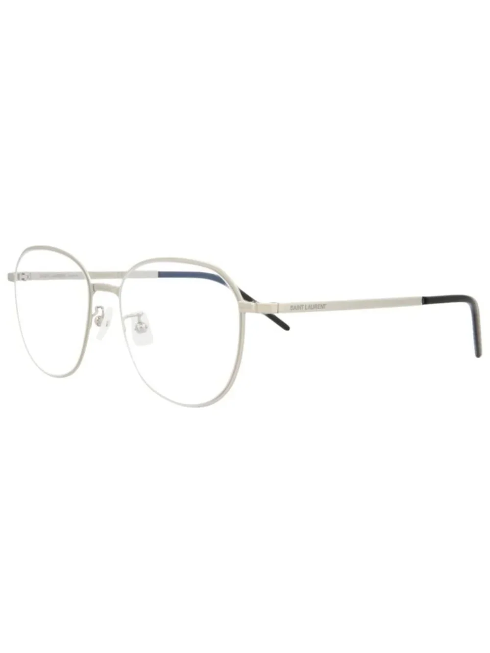 New Saint Laurent Women's Eyeglasses Round Oval Metal Frame Unisex Silver Silver